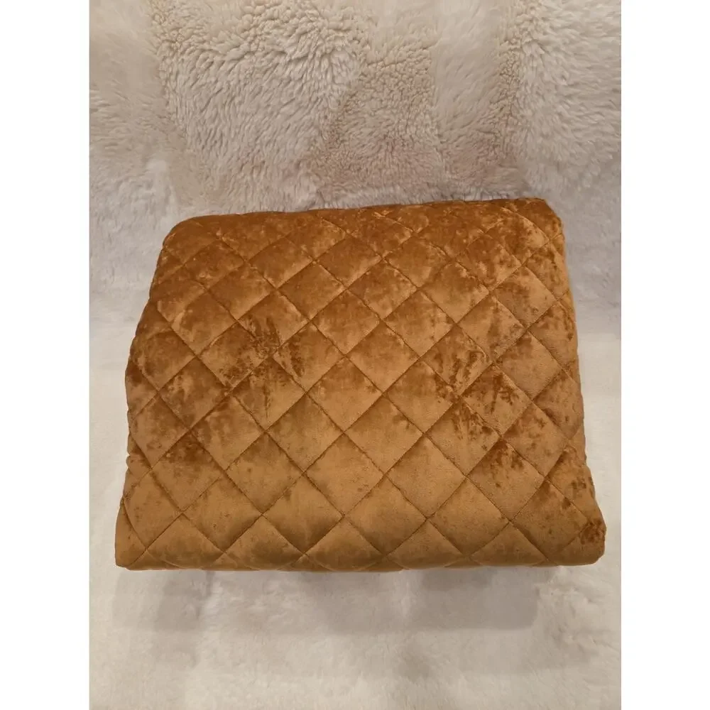 Full/Queen Luxe Diamond Stitch Velvet Quilt Camel Threshold + Pillowcases